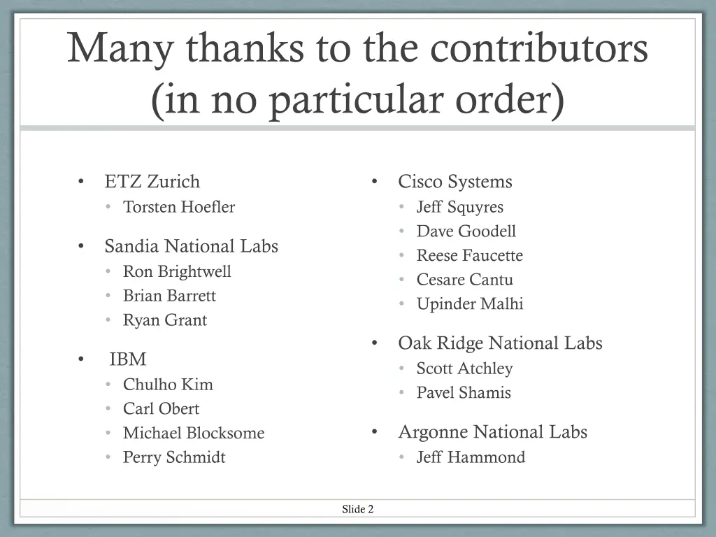 many thanks to the contributors in no particular