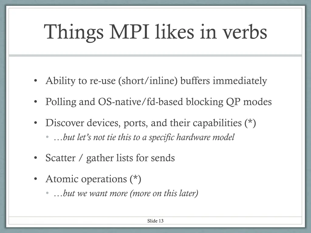things mpi likes in verbs 1