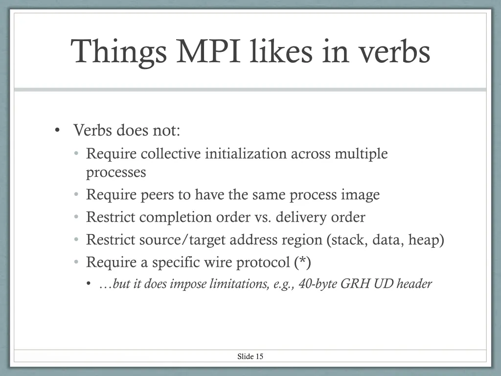 things mpi likes in verbs 3