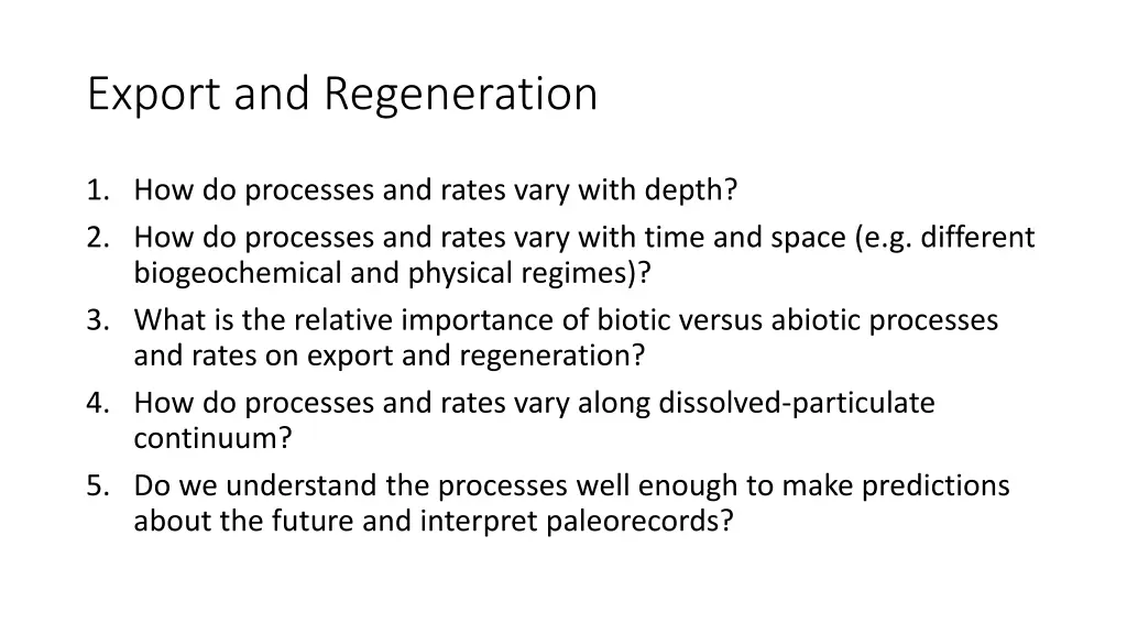 export and regeneration