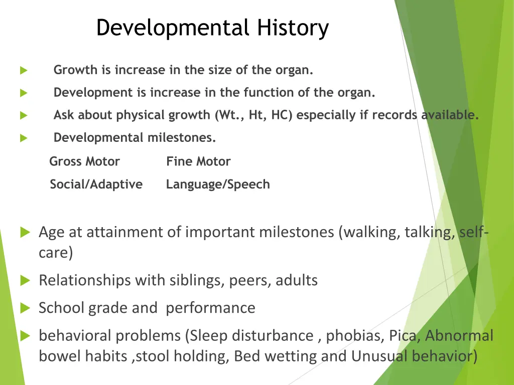 developmental history