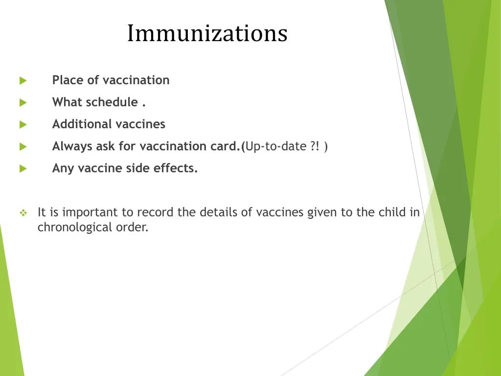 immunizations