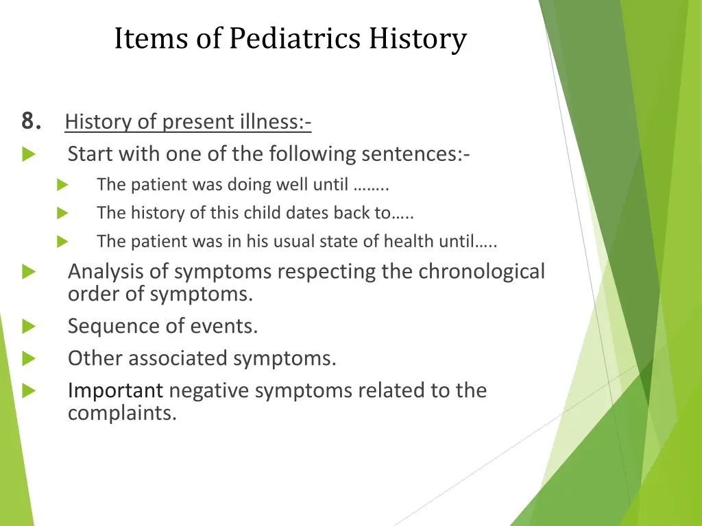 items of pediatrics history 3