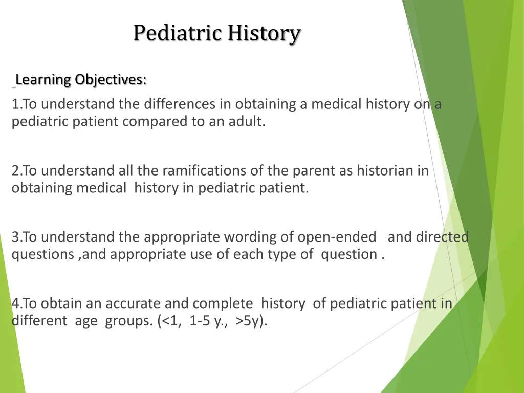 pediatric history
