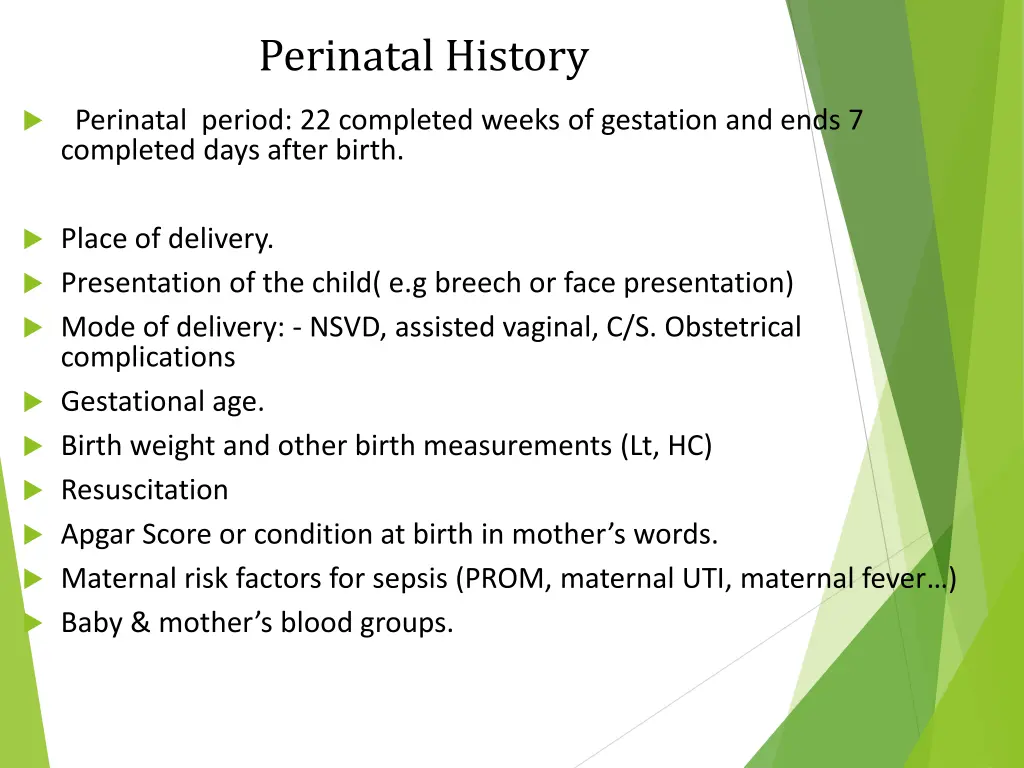 perinatal history