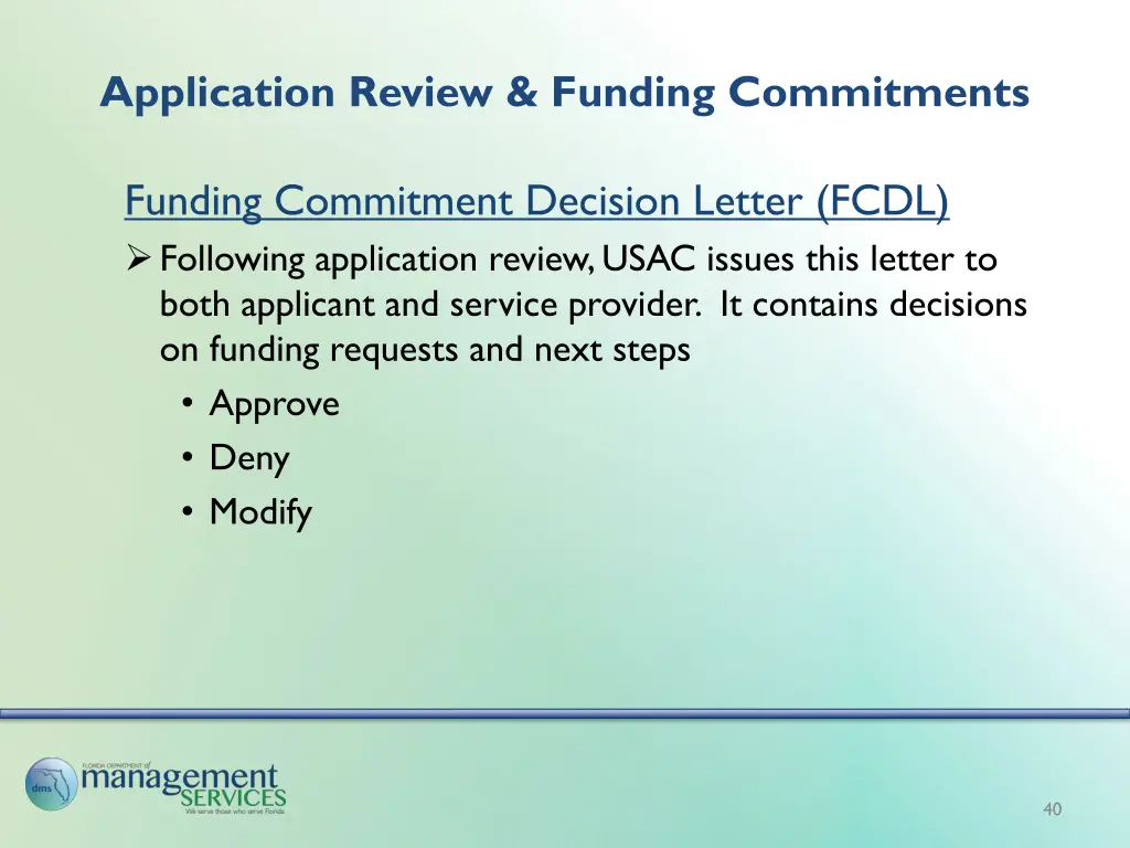 application review funding commitments 1