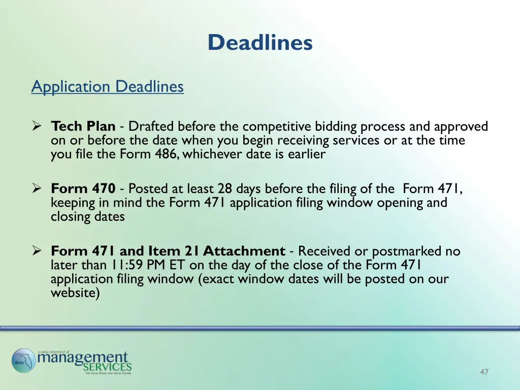 deadlines