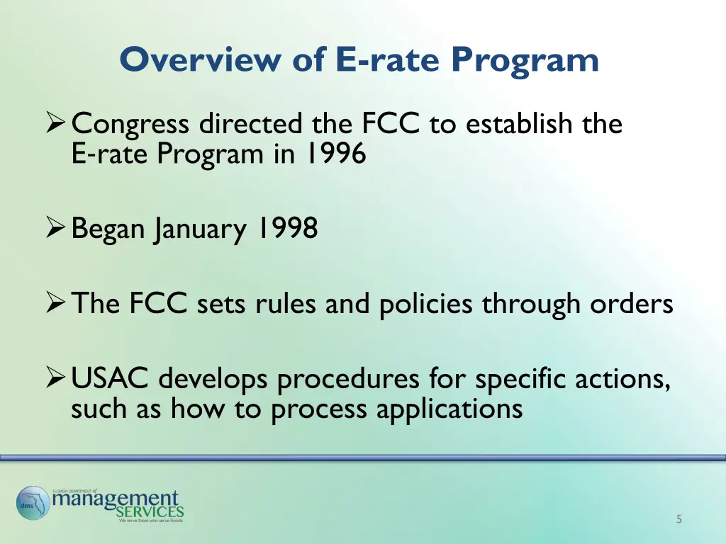 overview of e rate program