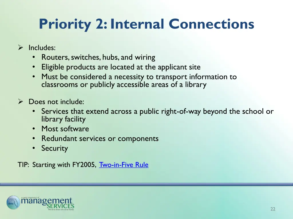 priority 2 internal connections