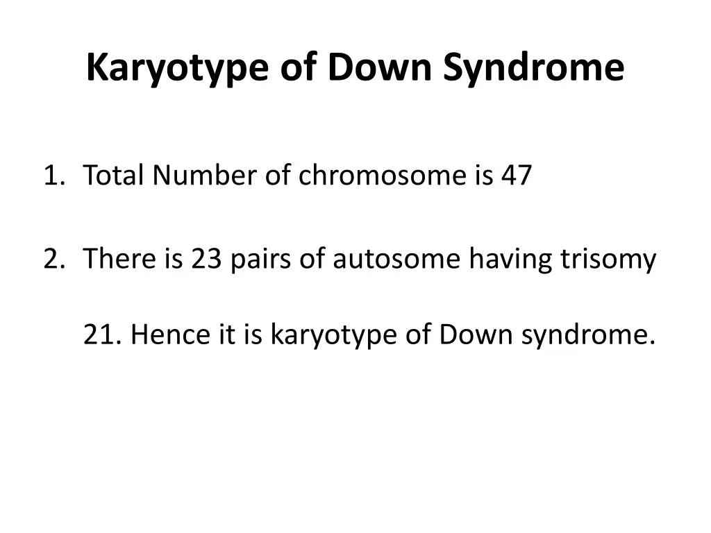 karyotype of down syndrome