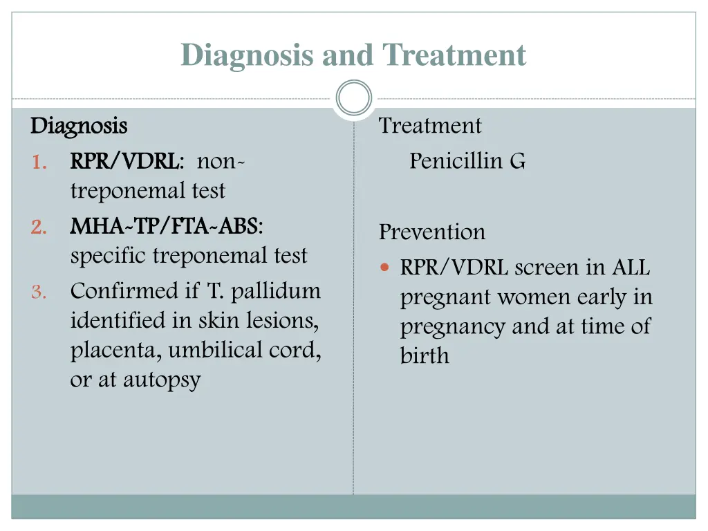 diagnosis and treatment