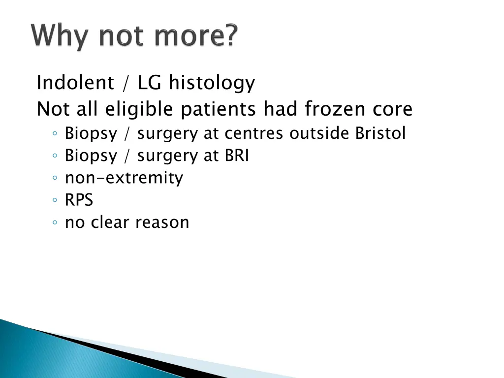 indolent lg histology not all eligible patients