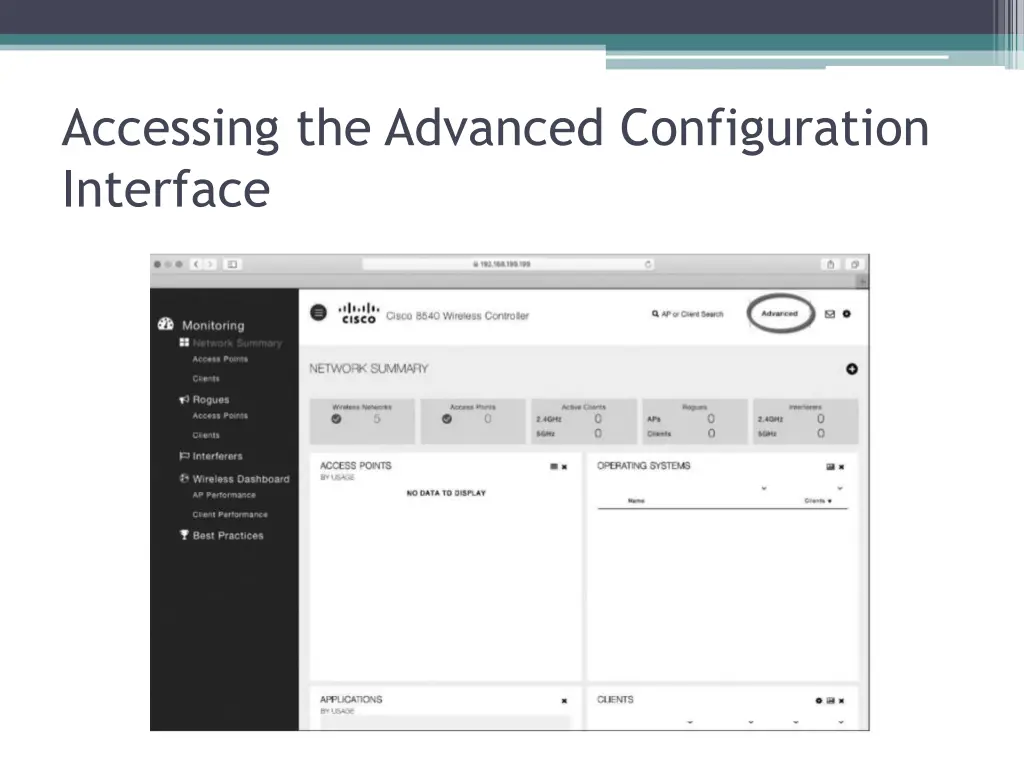 accessing the advanced configuration interface