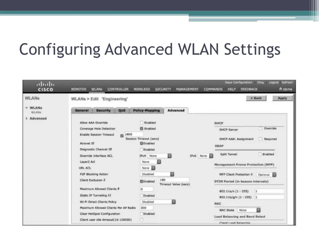 configuring advanced wlan settings