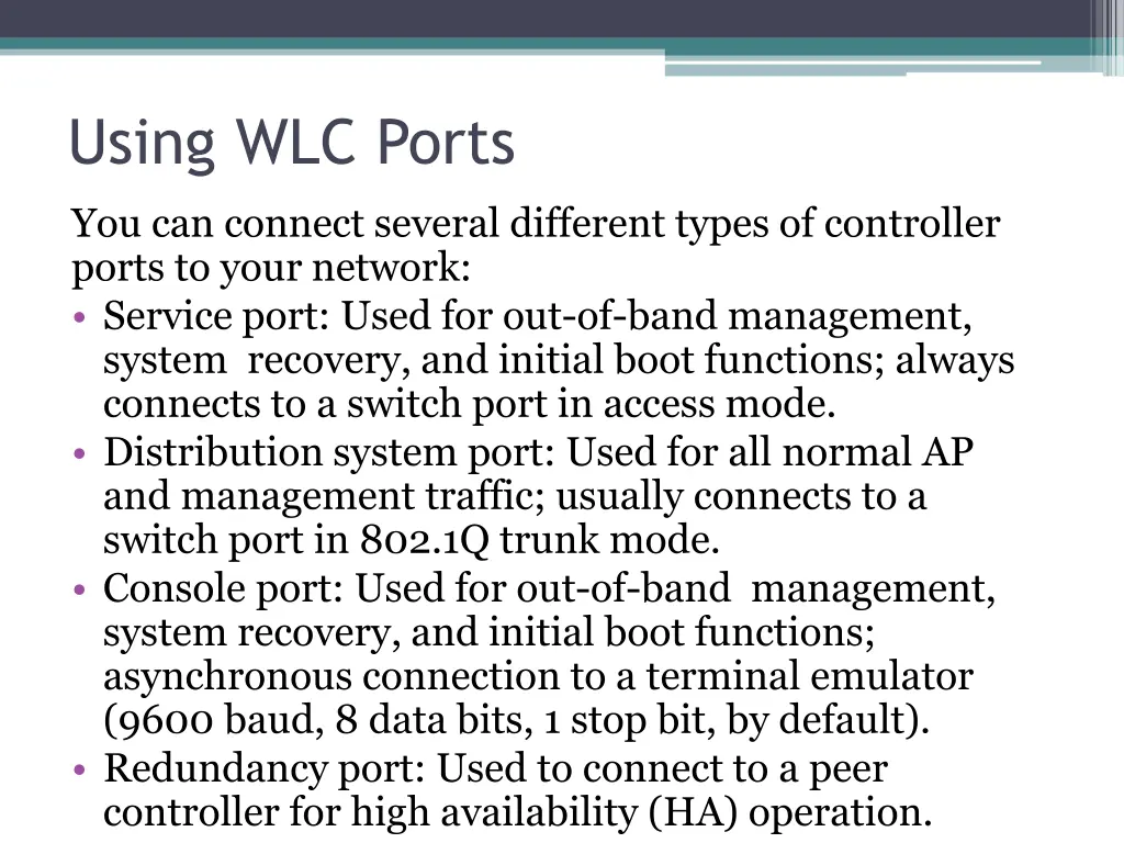 using wlc ports