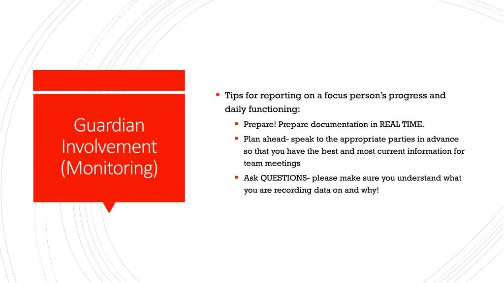 tips for reporting on a focus person s progress
