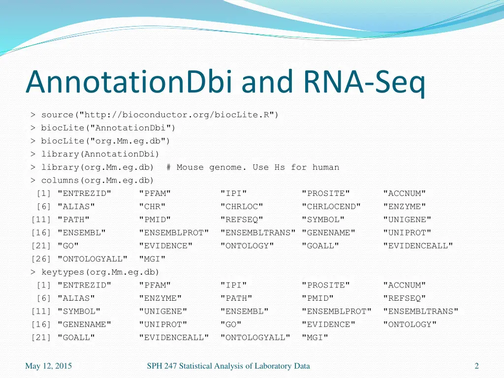 annotationdbi and rna seq