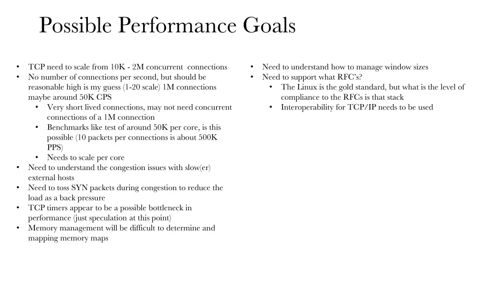 possible performance goals