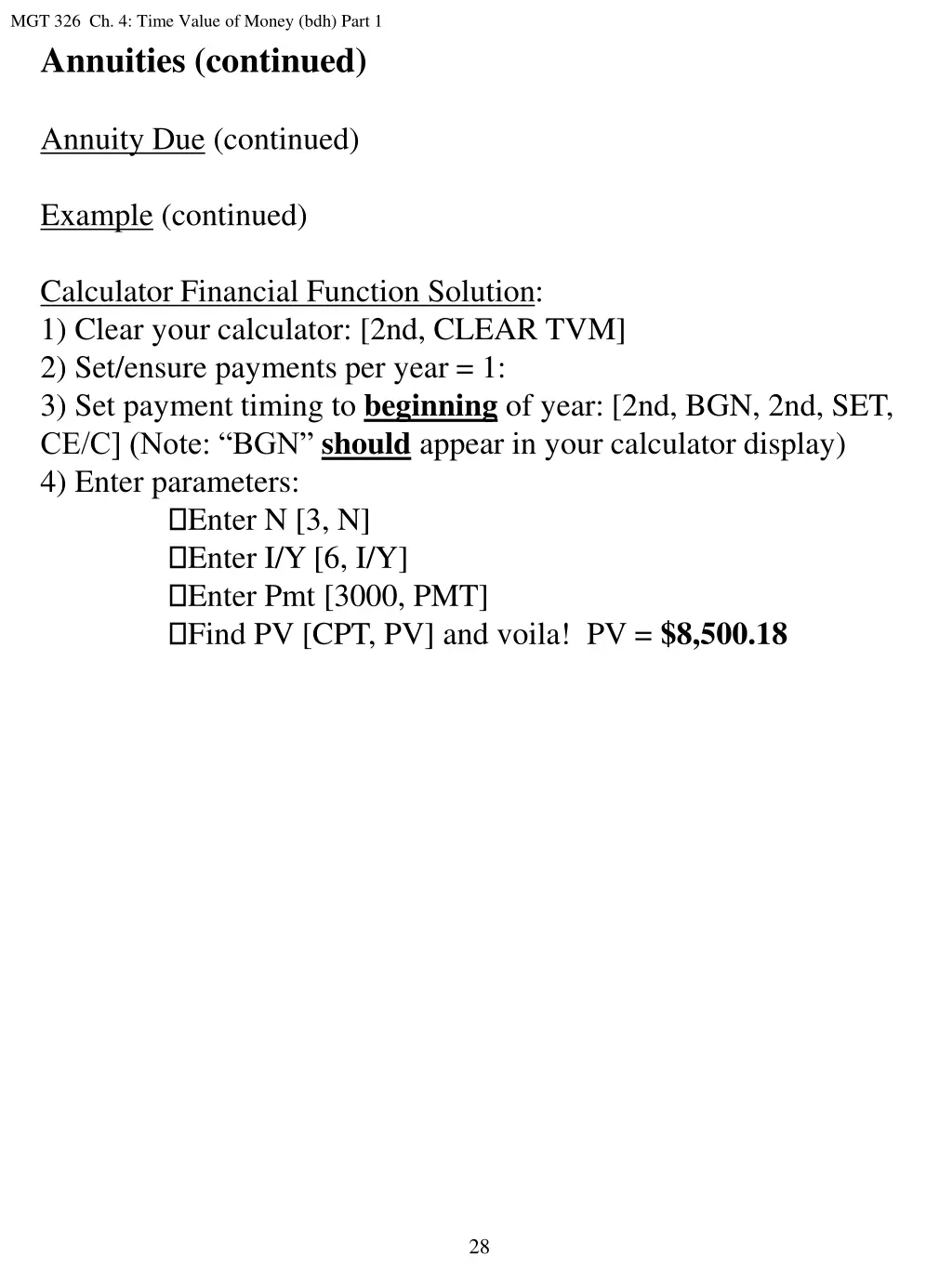 mgt 326 ch 4 time value of money bdh part 17