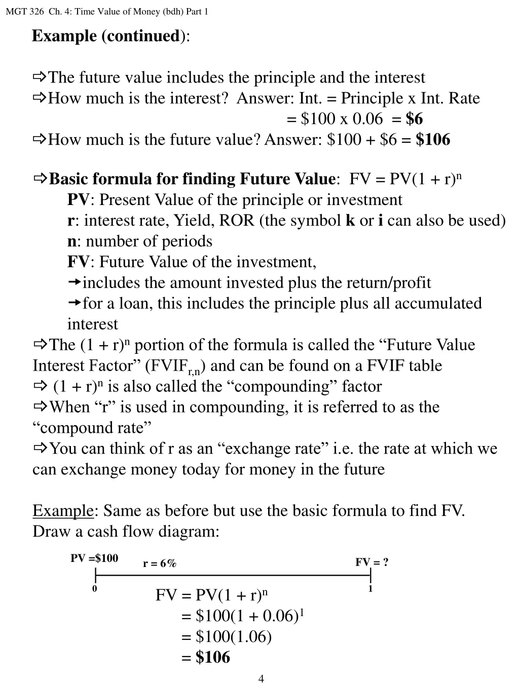 mgt 326 ch 4 time value of money bdh part