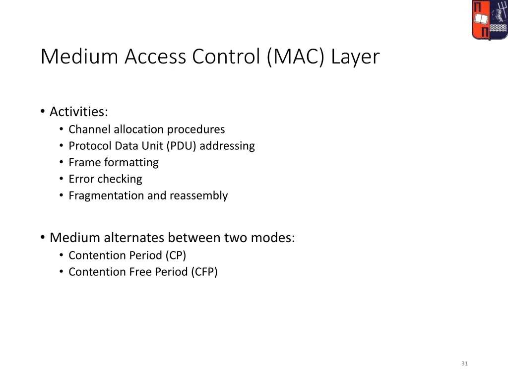 medium access control mac layer 1
