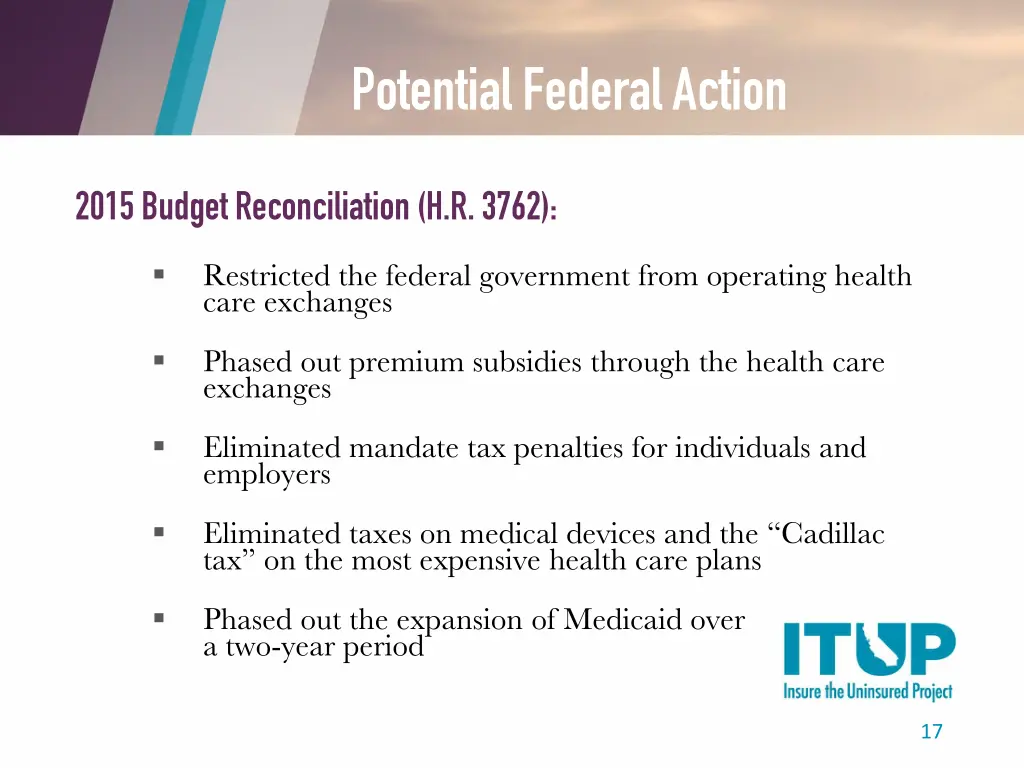 potential federal action