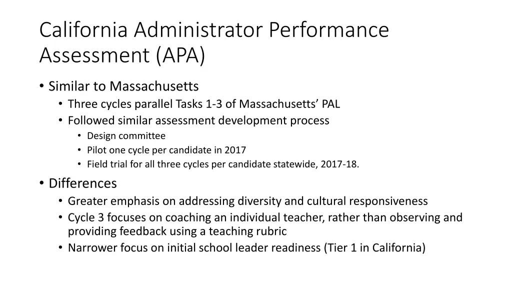california administrator performance assessment