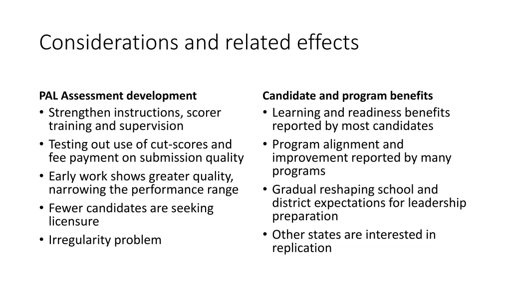 considerations and related effects