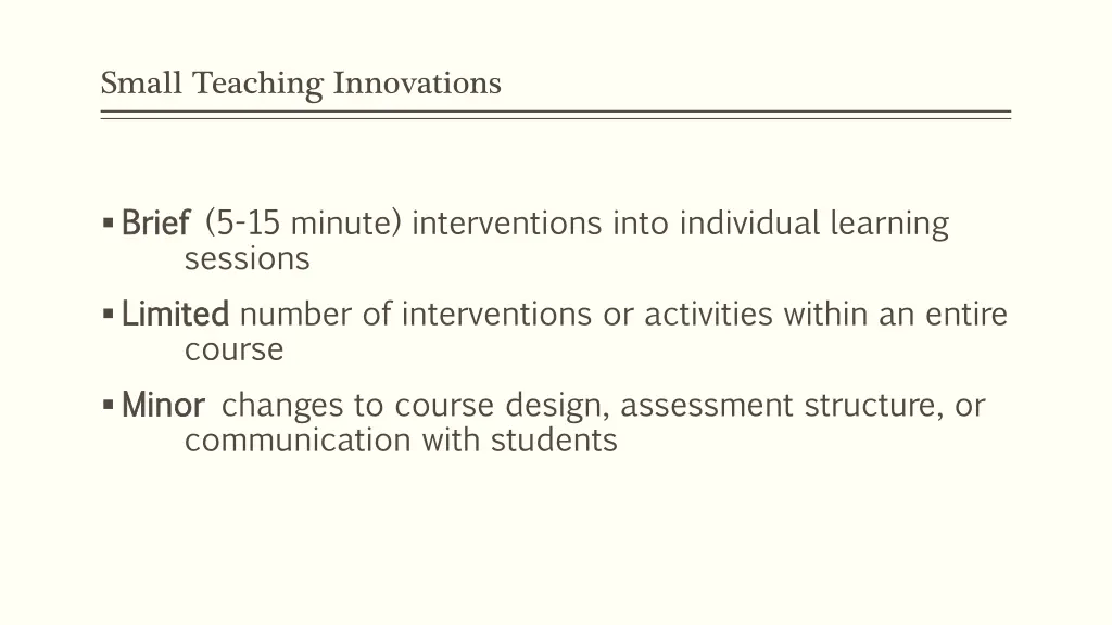 small teaching innovations