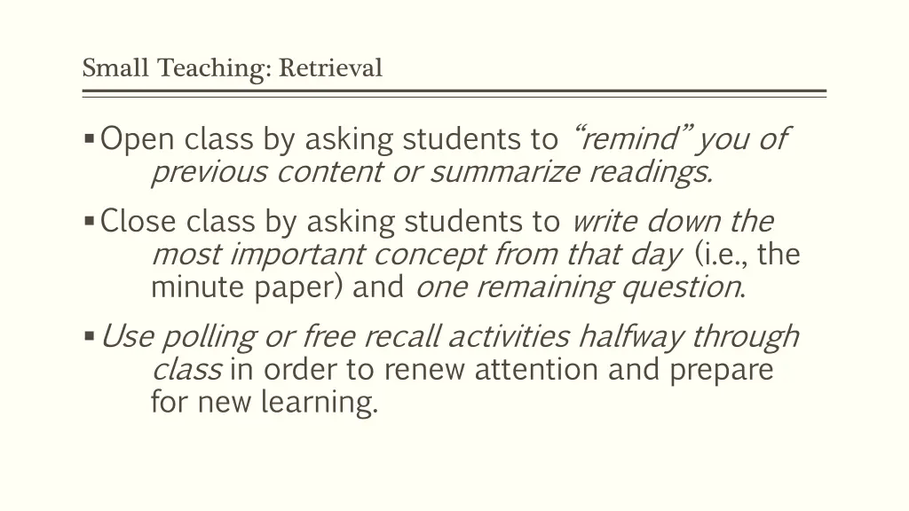 small teaching retrieval