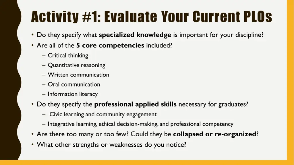activity 1 evaluate your current plos