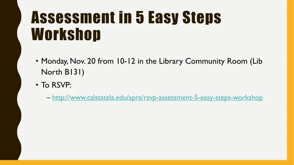 assessment in 5 easy steps workshop