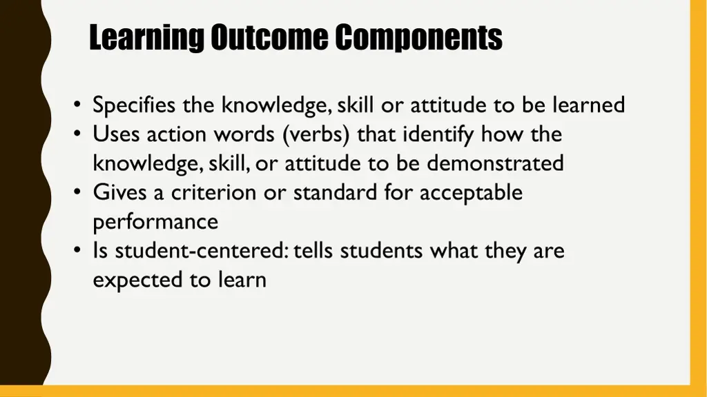 learning outcomecomponents