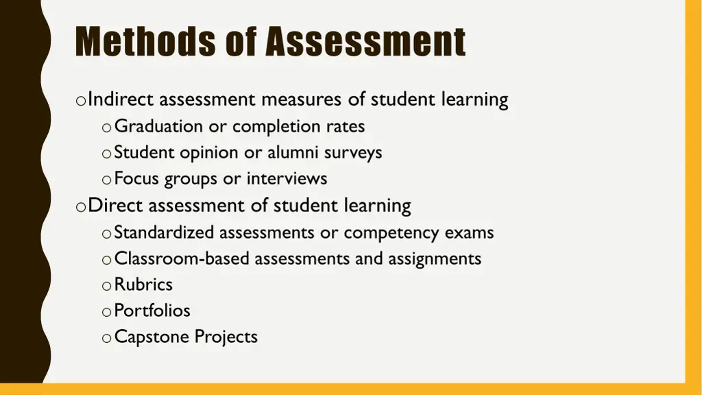 methods of assessment