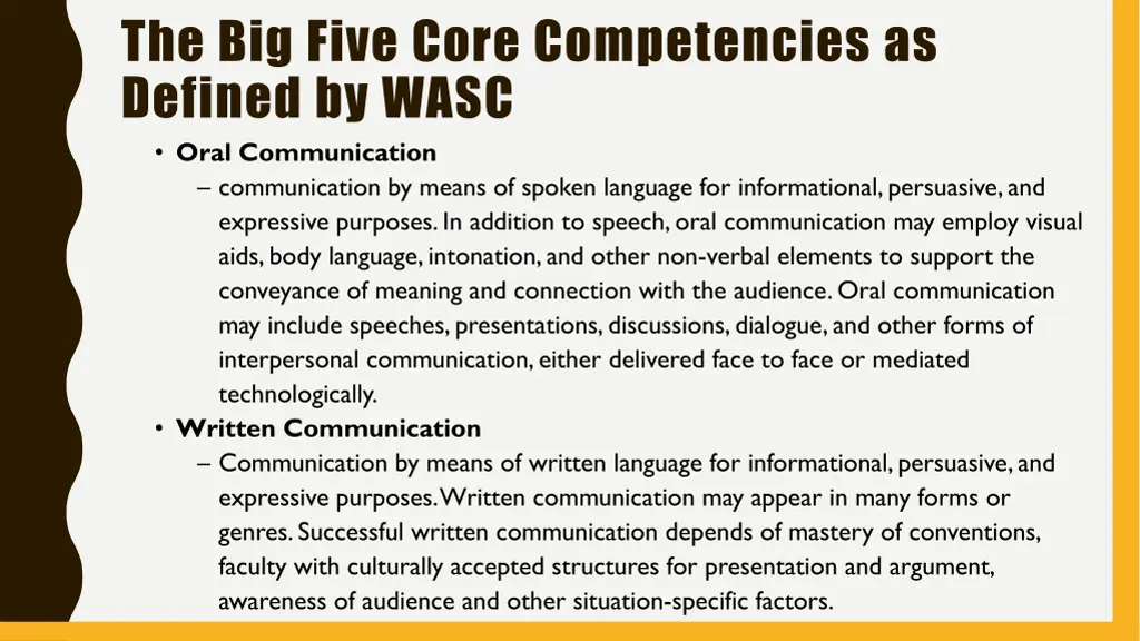 the big five core competencies as defined by wasc 1
