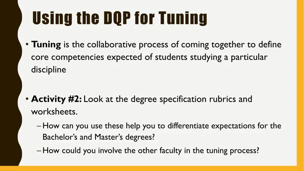 using the dqp for tuning