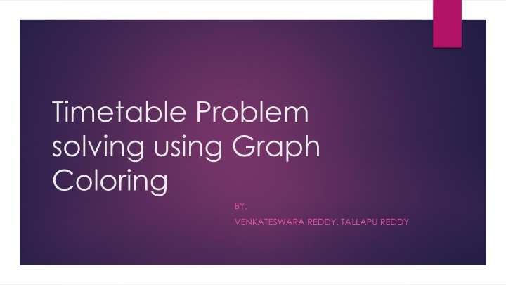 timetable problem solving using graph coloring