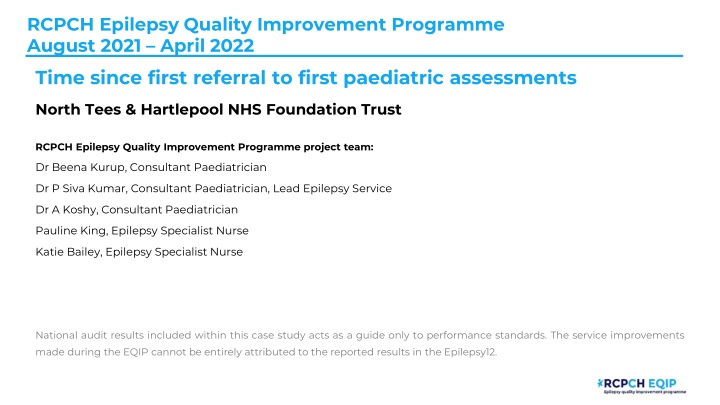 rcpch epilepsy quality improvement programme