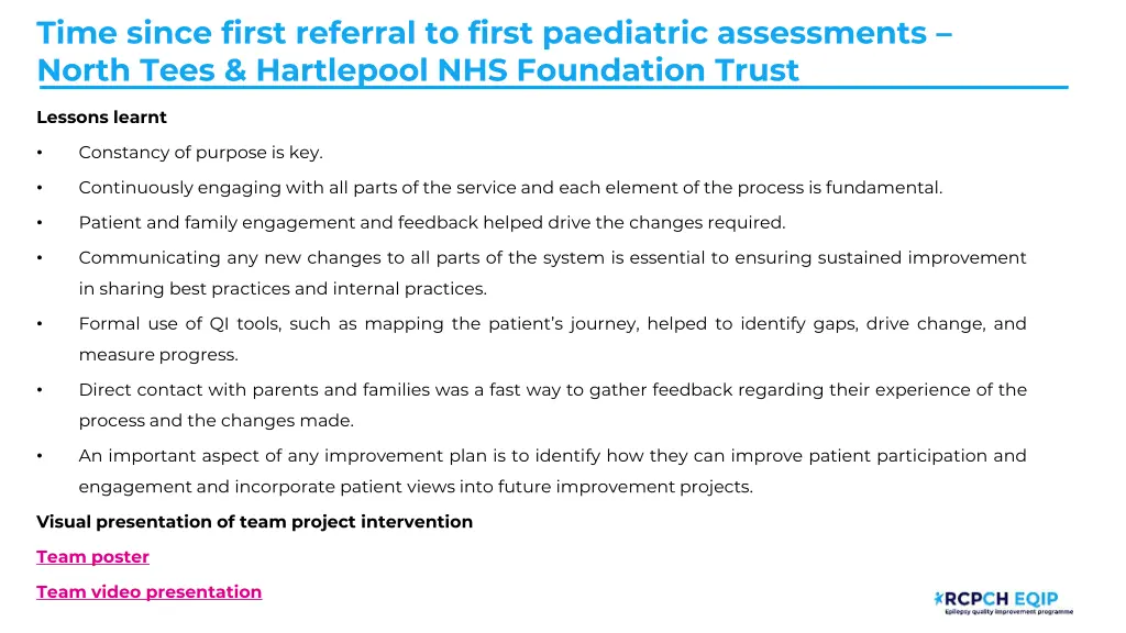time since first referral to first paediatric 11