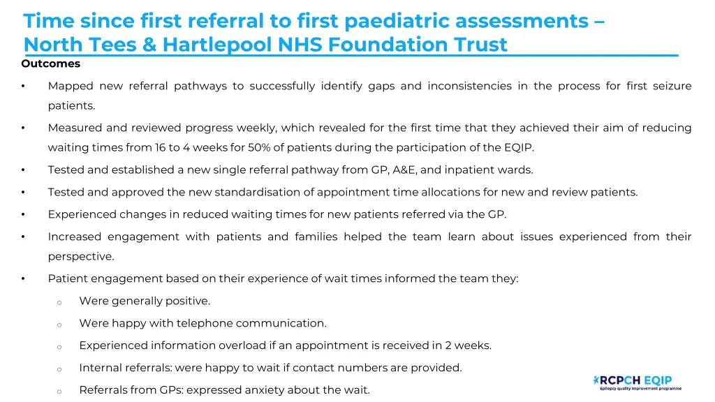 time since first referral to first paediatric 9