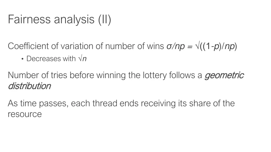 fairness analysis ii