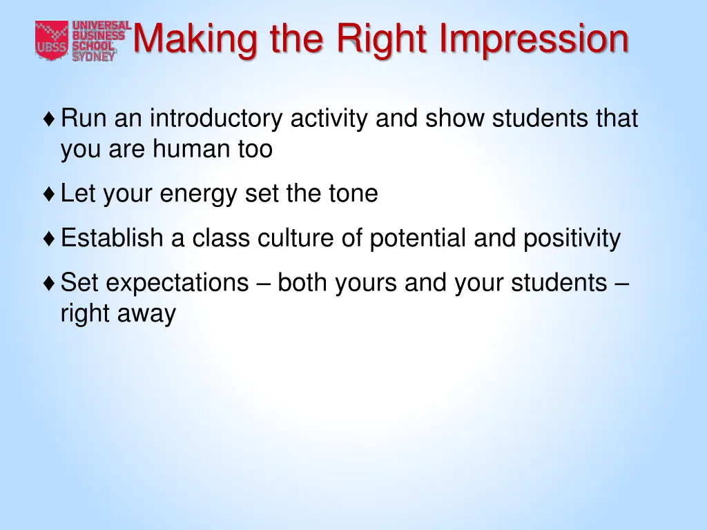 making the right impression