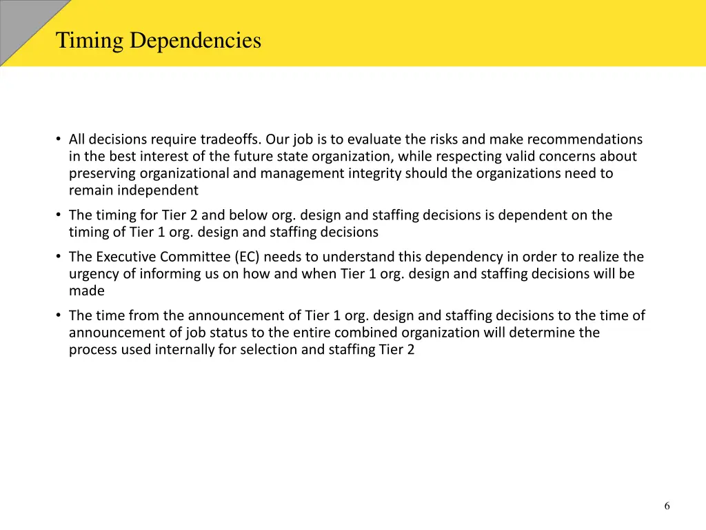 timing dependencies