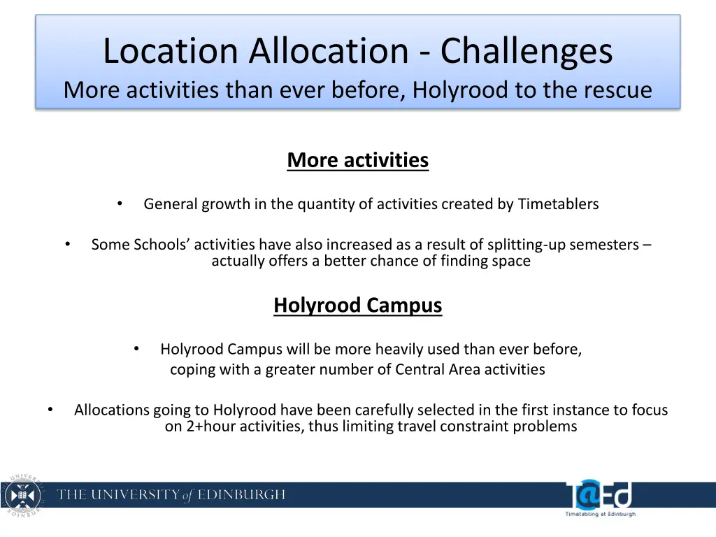 location allocation challenges more activities