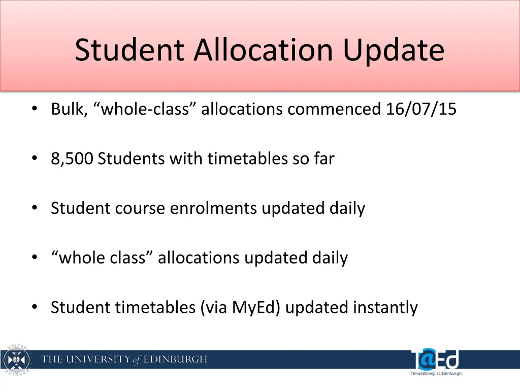 student allocation update