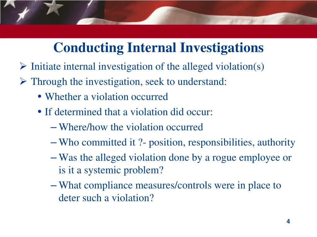 conducting internal investigations initiate