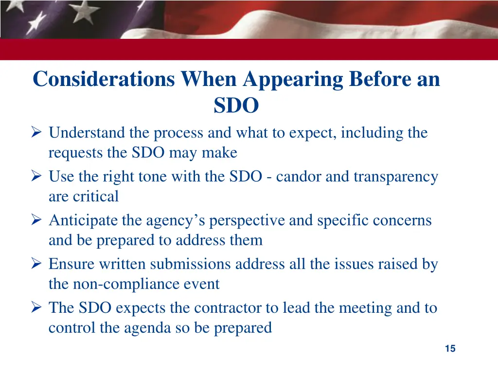 considerations when appearing before
