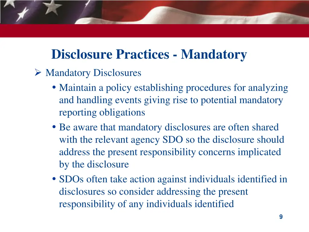 disclosure practices mandatory mandatory