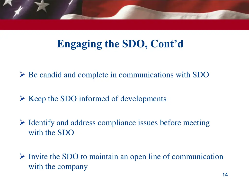 engaging the sdo cont d