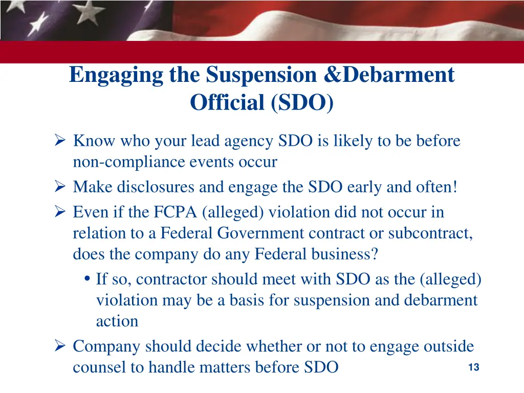 engaging the suspension debarment official sdo
